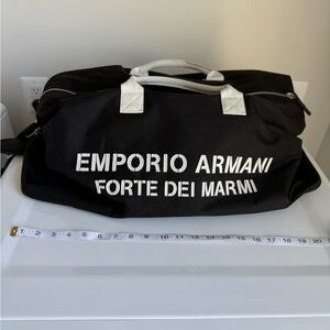 Emporio Armani Black Duffel with White Accents